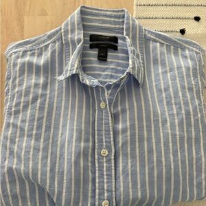 J. Crew Blue and White Casual Button Down Shirt